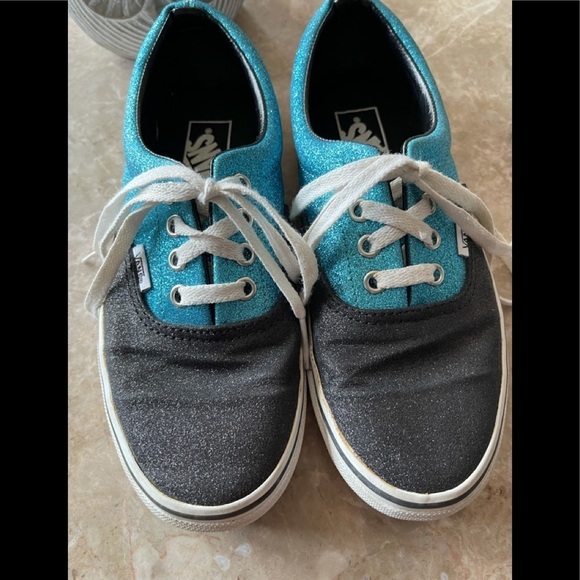 VANS Old Skool Athletic Shoes Glitter Teal / Black - Picture 2 of 12
